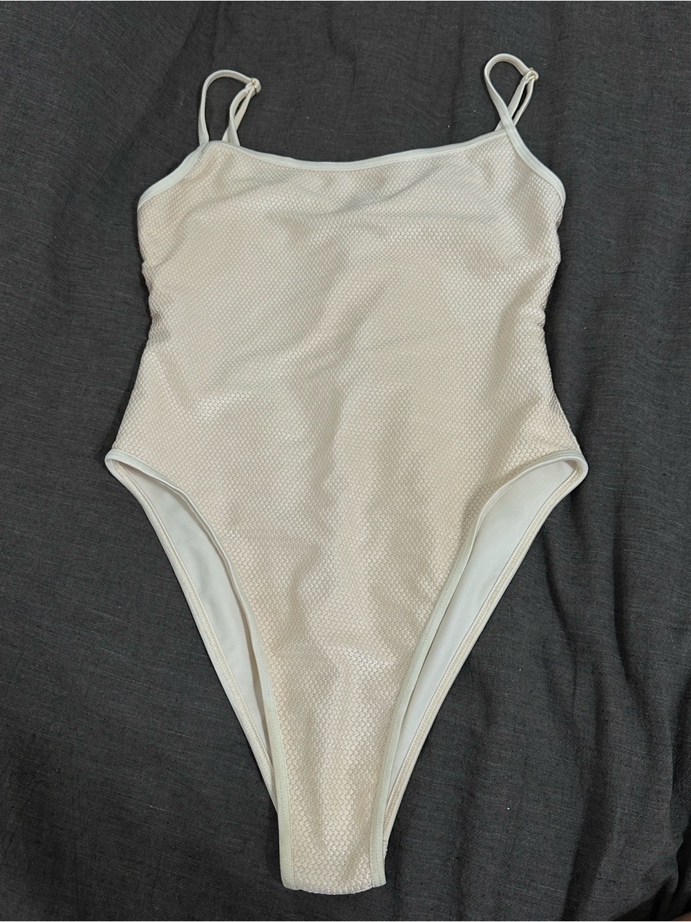 Aqua Blu Cream Textured One-Piece Swimsuit
